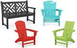 Recycled plastic outdoor chairs, lounge chairs, swings, sectional sets, dining sets and more                                                                                                                                                                   