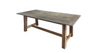 White Cedar wood outdoor dining table with repurposed billiard slate top