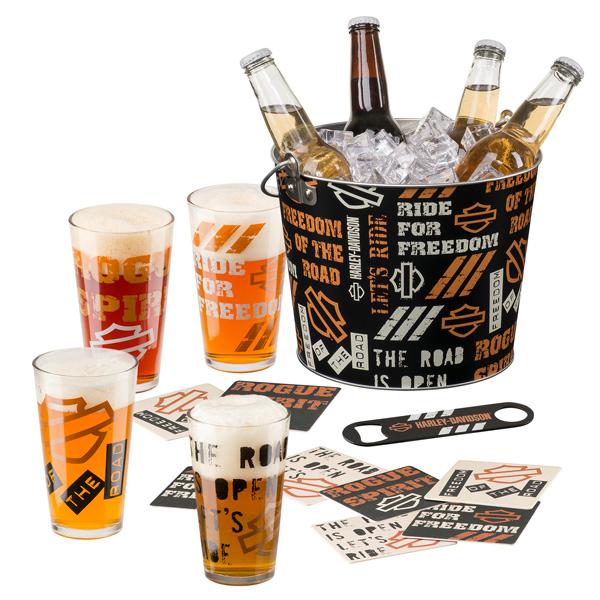 Harley Davidson ice bucket and glasses gift set
