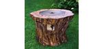 Faux wood log tree trunk stump propane gas fire pit table