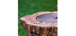 Faux wood log tree trunk stump propane gas fire pit table