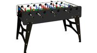 Black foosball soccer table made in Italy with 2 year warranty telescopic rods
