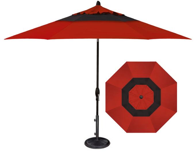 Designer 9 Foot Red And Black Octagonal Patio Umbrella