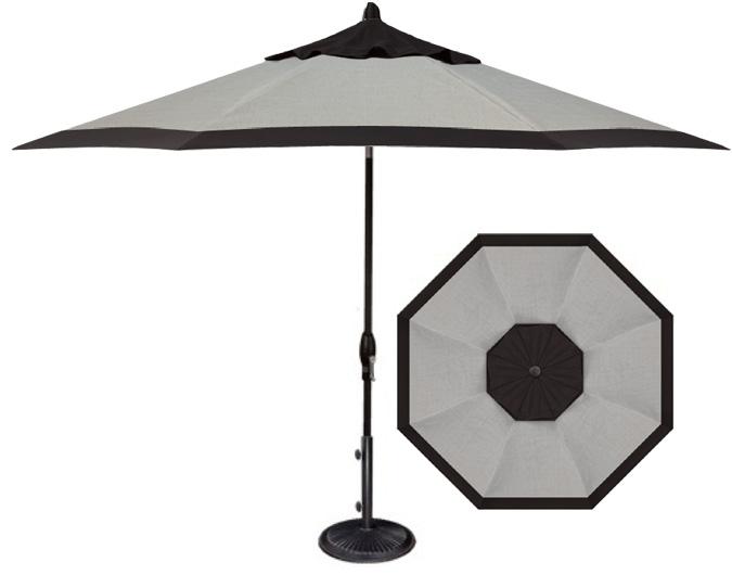 Designer 9 Foot Grey And Black Octagonal Patio Umbrella