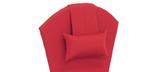 Red outdoor Adirondack chair cushion with adjustable head rest pillow