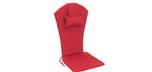 Red outdoor Adirondack chair cushion with adjustable head rest pillow