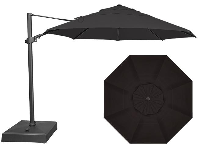 Large 350cm Black Offset Octagonal Patio Umbrella