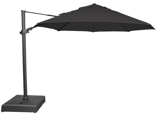 Large 350cm Black Offset Octagonal Patio Umbrella