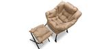 Bella comfortable beige patio outdoor chair with ottoman