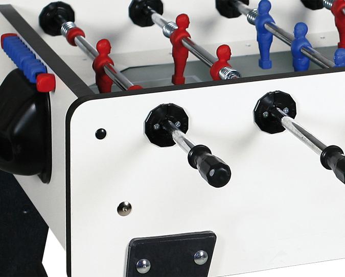 White foosball soccer table made in Italy with 2 year warranty telescopic  rods