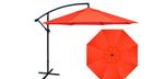 10 foot offset octagonal red Patio Promo garden umbrella