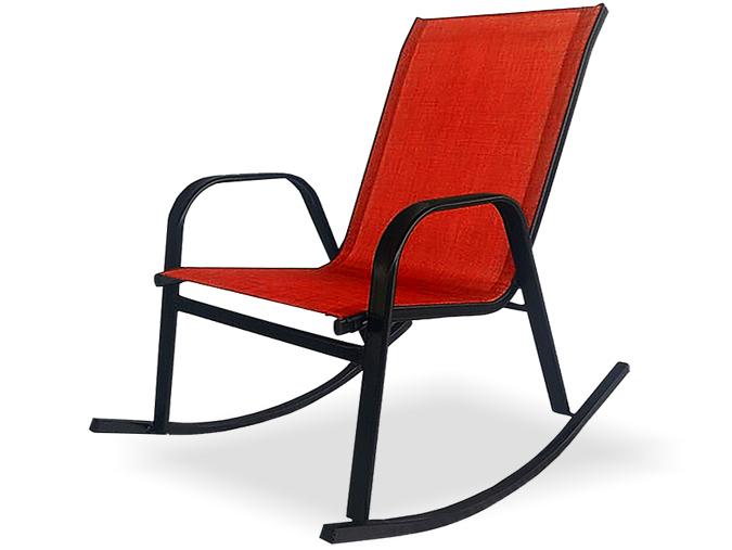 red outdoor steel sling rocker