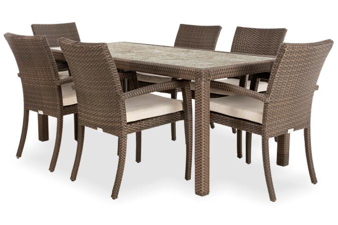 Ciro Java Brown 6 place outdoor dining table with slate grey stone