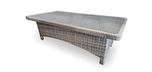 Grey outdoor rectangular durable synthetic wicker coffee table