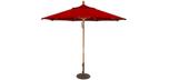 Red 9 foot wide hardwood frame patio umbrella by Treasure Garden