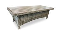 Grey outdoor rectangular durable synthetic wicker coffee table