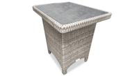 Grey outdoor rectangular durable synthetic wicker end table