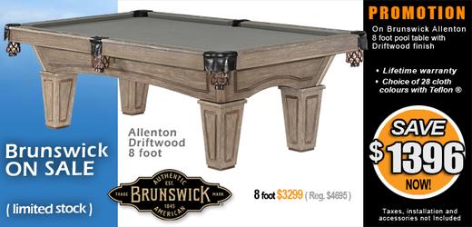 Save $1396 on the Brunswick Allenton 8 foot model