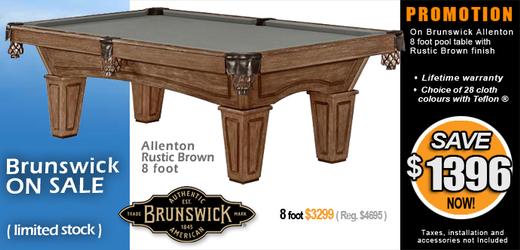 Save $1396 on the Brunswick Allenton 8 foot Rustic Brown model